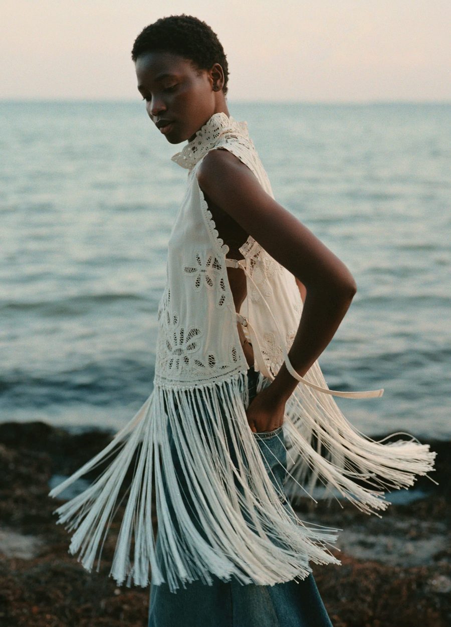 Sea New York scallop lace trim detail